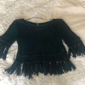 Teal Cropped Free People Sweater